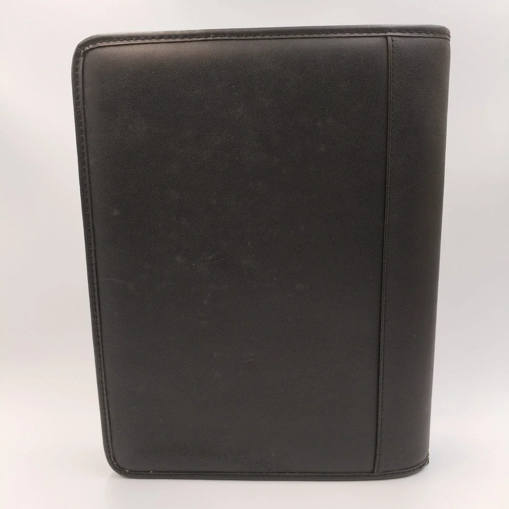 Franklin Planner‎ Classic Leather Zipper Binder 7 Ring Organizer Black 19624.498